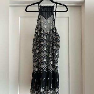 Anthropologie sheer embroidered mini dress